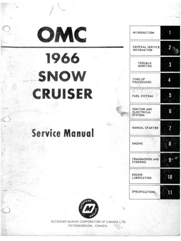 1966 OMC Snow Cruiser Snowmobile Service Repair PDF Manual Download Sledmanuals