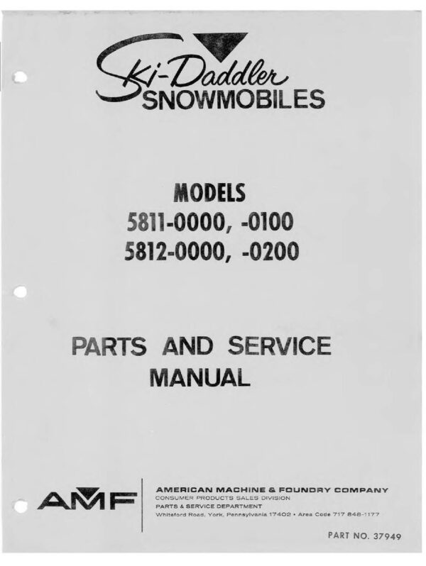 1967-1969 AMF Ski-Daddler Sno Scout Super Scout Snowmobiles Service Repair Manual PDF Manuals Download Sledmanuals