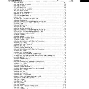 2007-2011 Polaris 550 600 700 800 IQ Chassis Snowmobiles Service Repair Manual PDF Download Sledmanuals