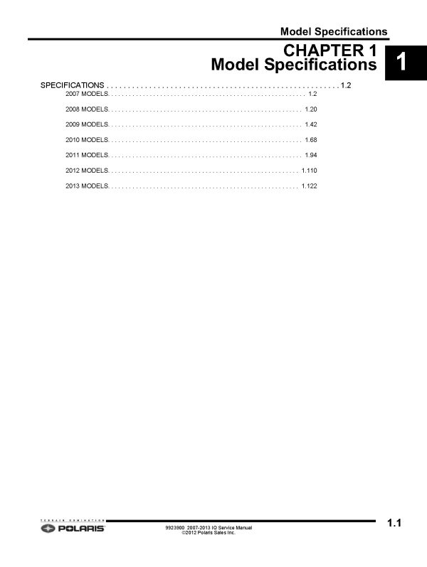 2007-2013 Polaris 550 600 700 800 IQ Chassis Snowmobiles Service Repair Manual PDF Download Sledmanuals