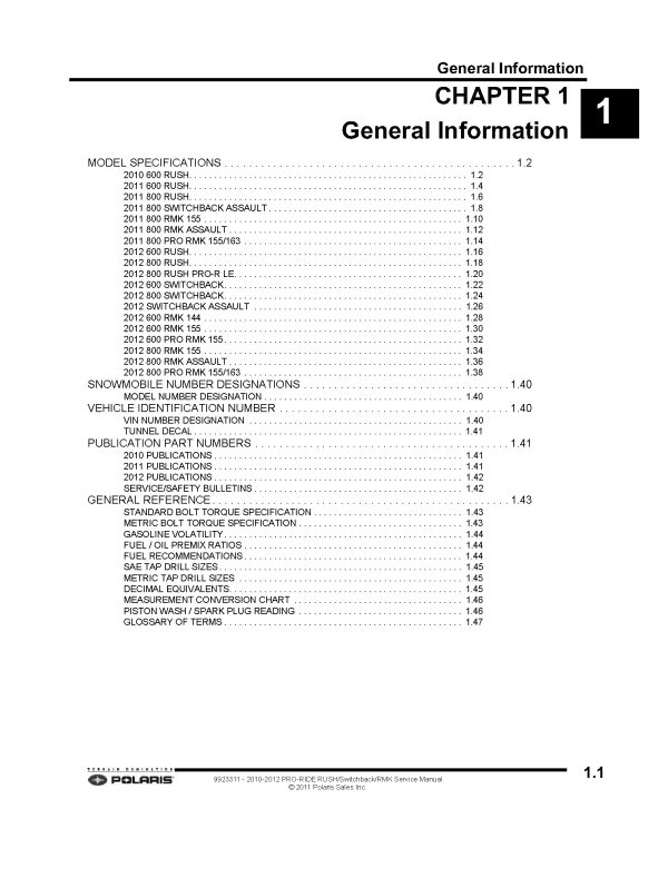 2010-2012 Polaris 600 800 Pro-Ride Snowmobiles Service Repair Manual PDF Download Sledmanuals