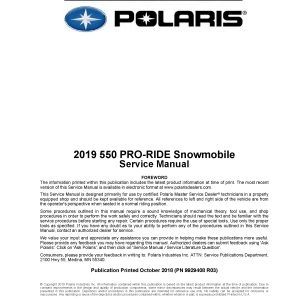 2019 Polaris 550 Pro-Ride Snowmobiles Repair Service Manual PDF Download SledManuals