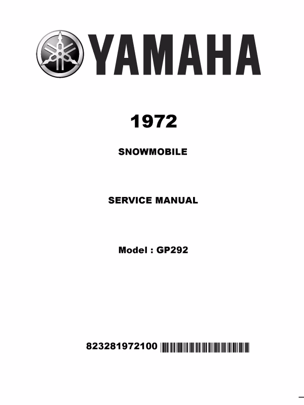 1972 Yamaha GP292 Snowmobile Repair Service Manual