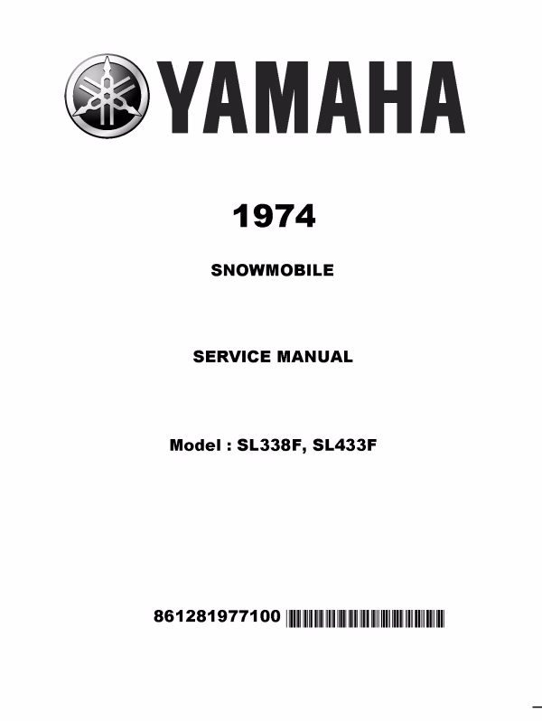 1974 Yamaha SL338F SL433F Snowmobiles Repair Service Manual