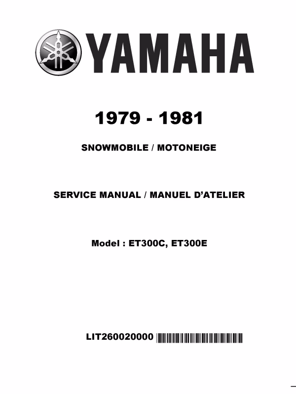 1979-1981 Yamaha ET300 Enticer Snowmobiles Repair Service Manual