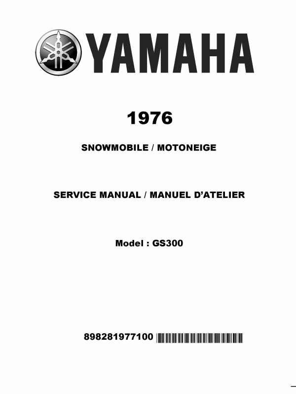 1976 Yamaha GS300 Snowmobiles Repair Service Manual