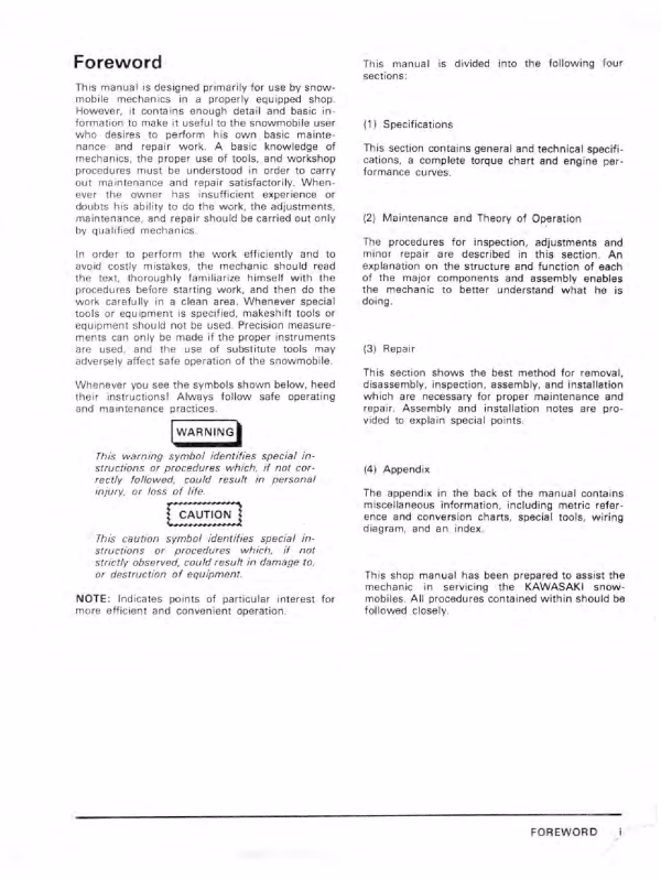 1979 Kawasaki Drifter Snowmobiles Repair Service Manual