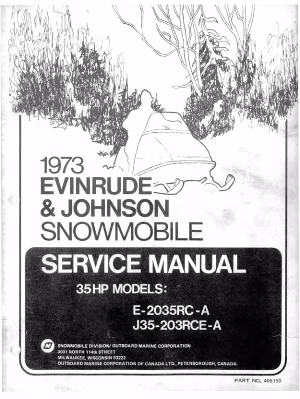 1973 EVINRUDE & JOHNSON 35HP SNOWMOBILE MANUAL
