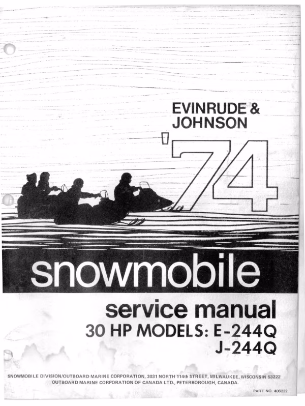 1974 EVINRUDE & JOHNSON 30HP SNOWMOBILE MANUAL