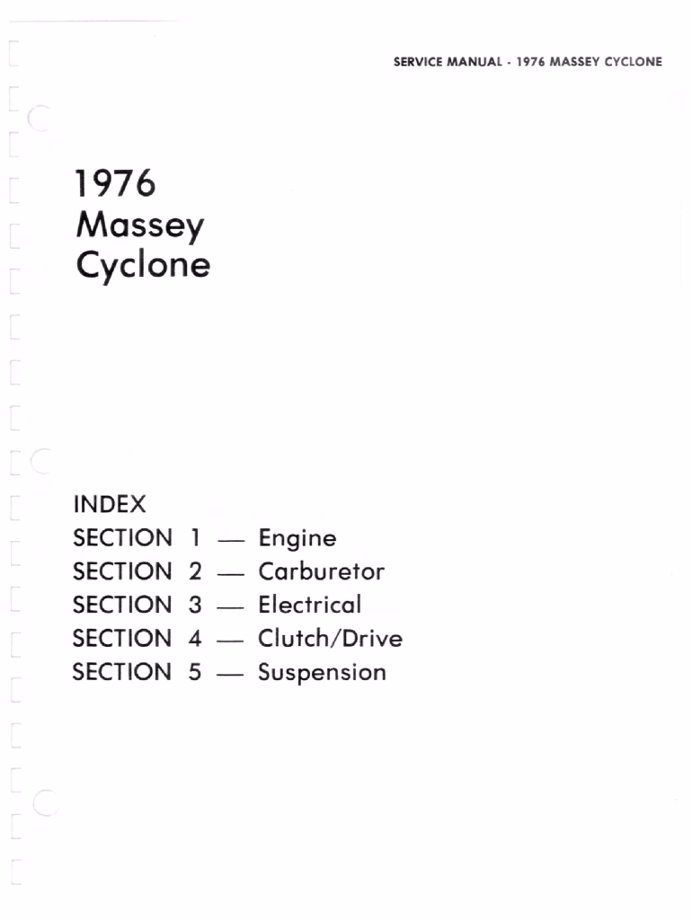 1976 Massey Cyclone Snowmobiles Repair Service Manual