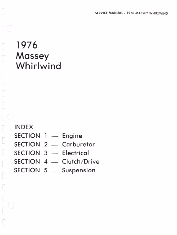 1976 Massey Whirlwind Snowmobiles Repair Service Manual