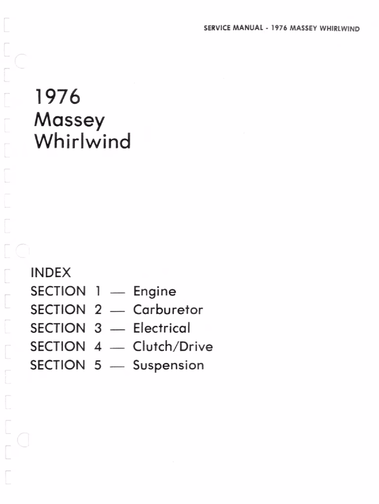 1976 Massey Whirlwind Snowmobiles Repair Service Manual