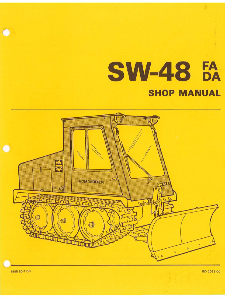 Bombardier SW-48 FA DA Groomer Repair Service Manual